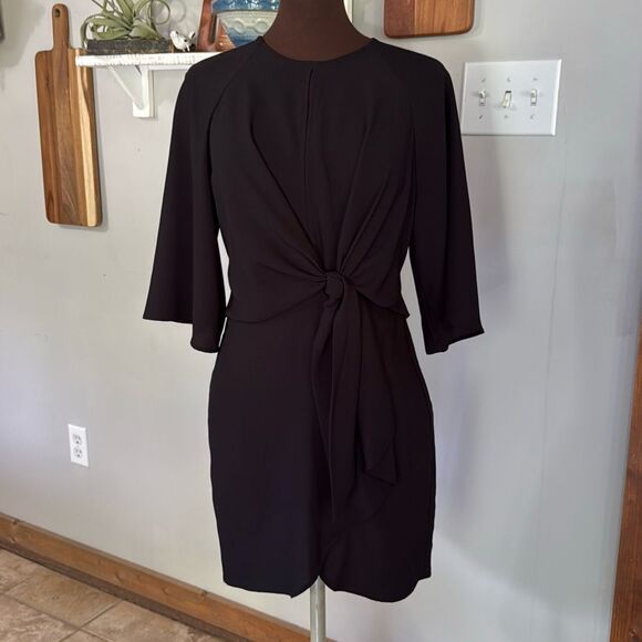 Topshop Nordstrom women’s keyhole tie front mini dress size 6 black party event - Picture 1 of 10